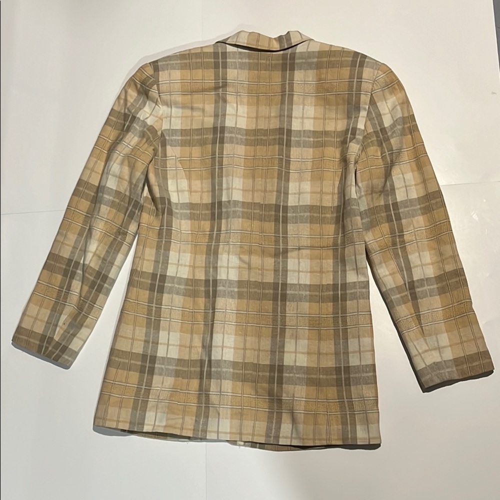 PHD Vintage Tan and Cream Blazer Classic Plaid Design - Picture 6 of 6